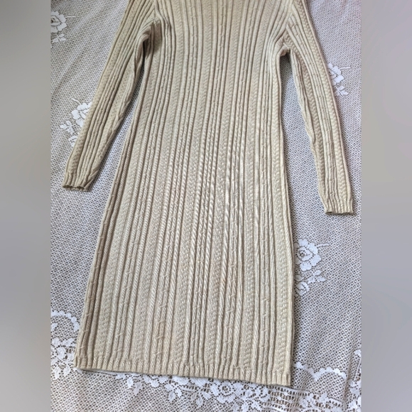 Vintage Ivory Knit Cream Textured Sweater Dress - Picture 2 of 3